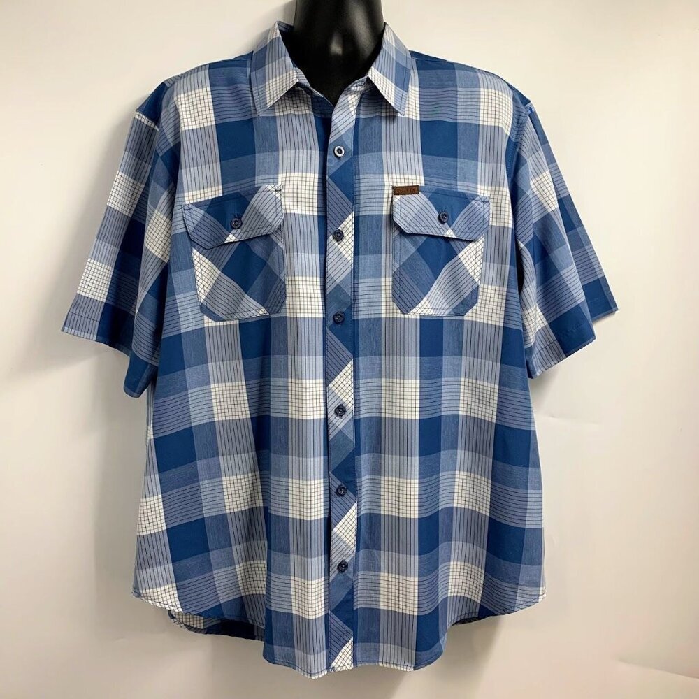 Orvis‎ Men's Tech Plaid Button Up Outdoor Short Sleeve Shirt Size XXL